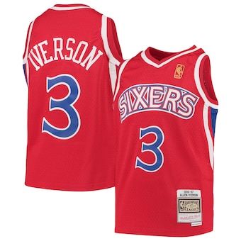 Men's Philadelphia 76ers #3 Allen Iverson Red Throwback Stitched Jersey